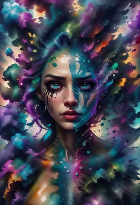 1girl, solo, picture of a beautiful dissolving woman, artistic portrait, intricate, absurdres, highest-quality, extremely-detail...