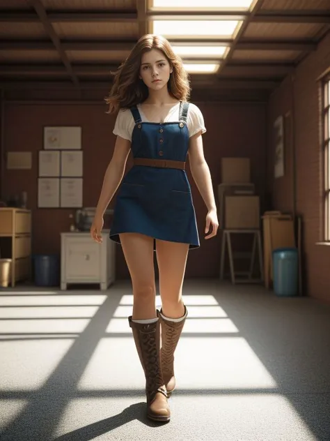 <lora:LCM_LoRA_Weights_SD15:0.8> 
Gabby_Stallone wearing
pinafore dress, blouse, and ankle boots, 
garage,
dramatic ambiance and...