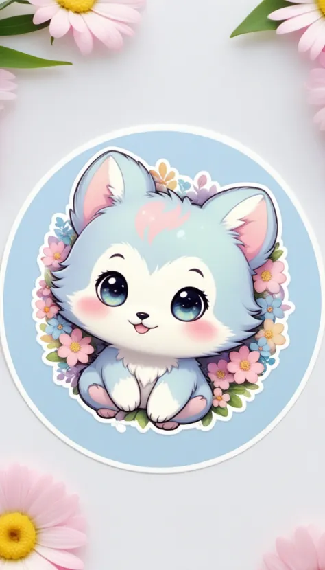 a close up of a sticker with a cat on it