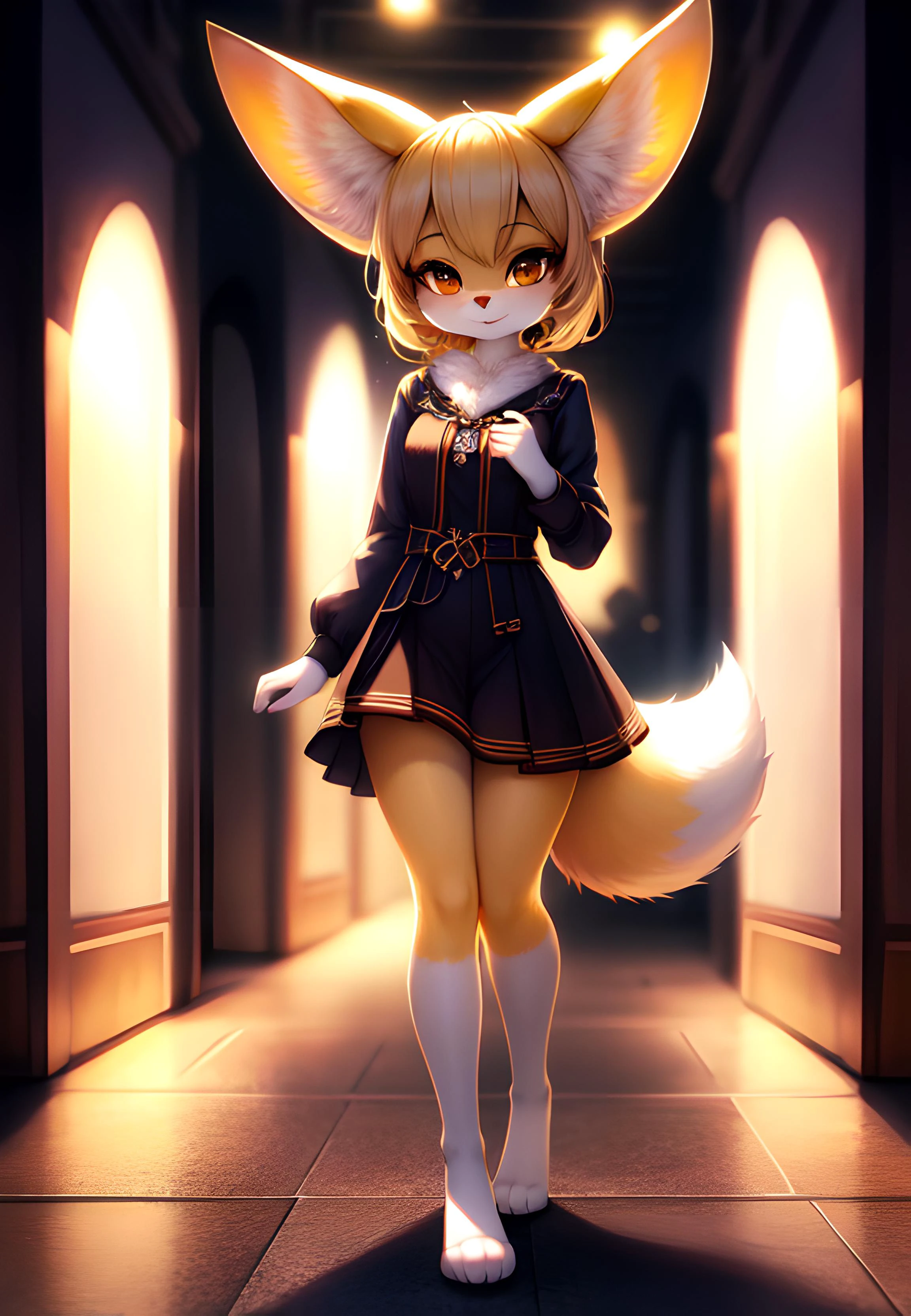 毛茸茸的耳廓狐, 专注于面部, 常设, 美丽的灯光和阴影