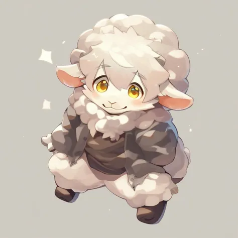 furry, anthro, cute, kemono, male focus, solo, sheep, score_9, score_8_up, male, full body, digital art, highly detailed,