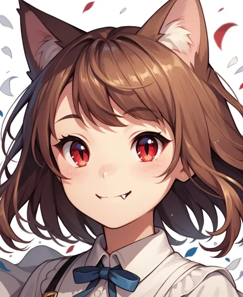 anime girl with red eyes and a cat ears