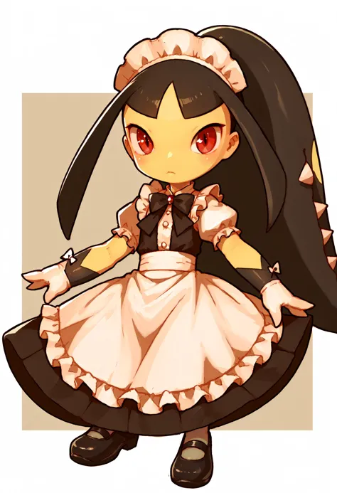 a cartoon image of a woman in a maid outfit