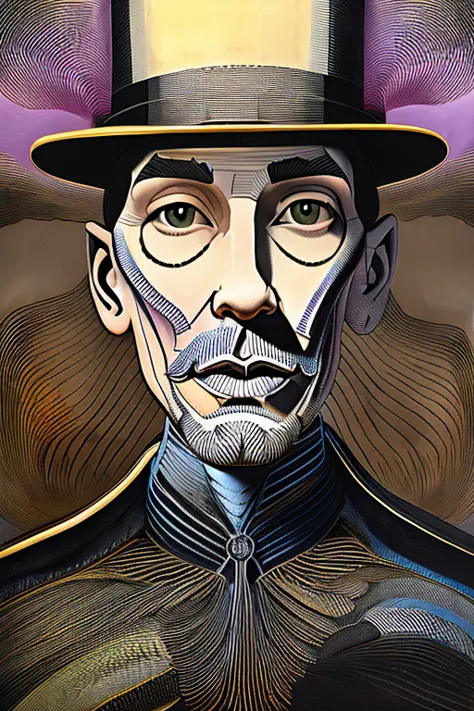 a man in a tophat and wearing a monocle, jubbslineart_v2