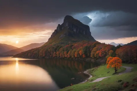 real world, (hyperrealism:1.1), (scales of extreme detail:1.3), best quality, dingdall effect,
photo RAW, (autumn, mountains and a storm lake with a moon in the sky, old wooden slab home, 4k highly detailed digital art, 4 k hd wallpaper very detailed, impr...