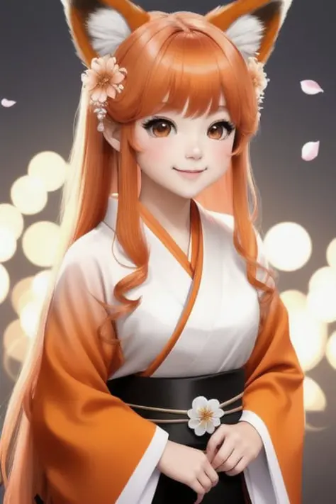 masterpiece, best quality, highly detailed, 1girl, solo, (:3:0.9), animal ear fluff, animal ears, orange hair, fluffy hair, blus...