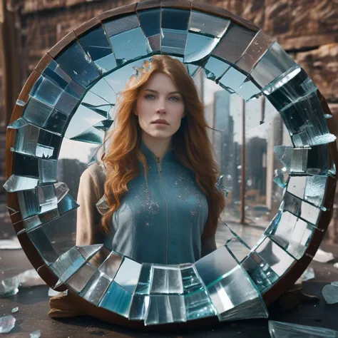 a close up of a woman standing in front of a mirror