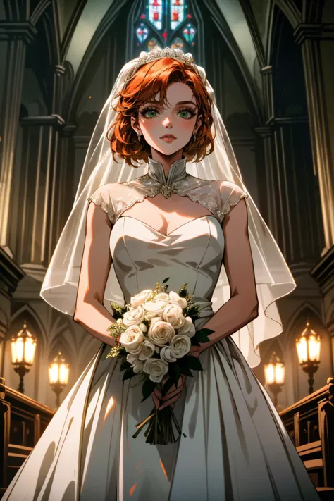 ((ultra detailed, masterpiece, absurdres))
<lora:MEFShepard:0.8>
MEFShepard, 1girl, orange hair, green eyes, wearing a wedding dress, bridal veil, inside a church