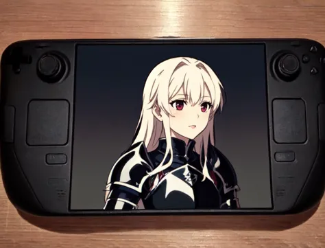 a close up of a video game controller with a picture of a girl