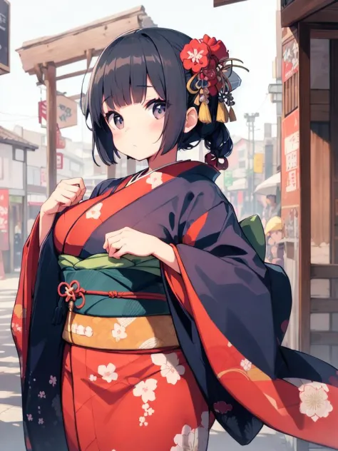 big eyes girl, kimono,