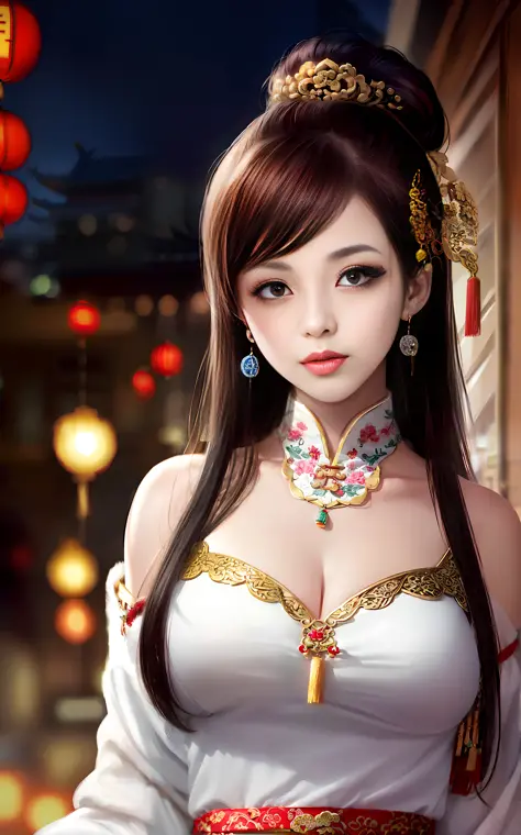 best quality, masterpiece, highres, 1girl,china dress,Beautiful face, hair ornament, solo,looking at viewer, depth of field, Kod...