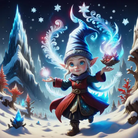 a cartoon image of a little girl dressed in a gnome outfit