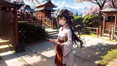 masterpiece, best quality, ultra-detailed, illustration, (1girl:1.2), solo, extremely cute, teen, outdoors, morning, japanese sh...