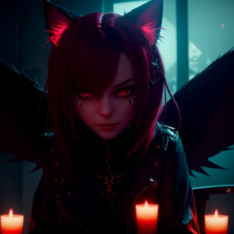 username:666 concept art, a demon|cat, details, (highly detailed:1.10), photorealistic, devilpunk, 8 k, unreal engine, He was a Demon and she was an Angel