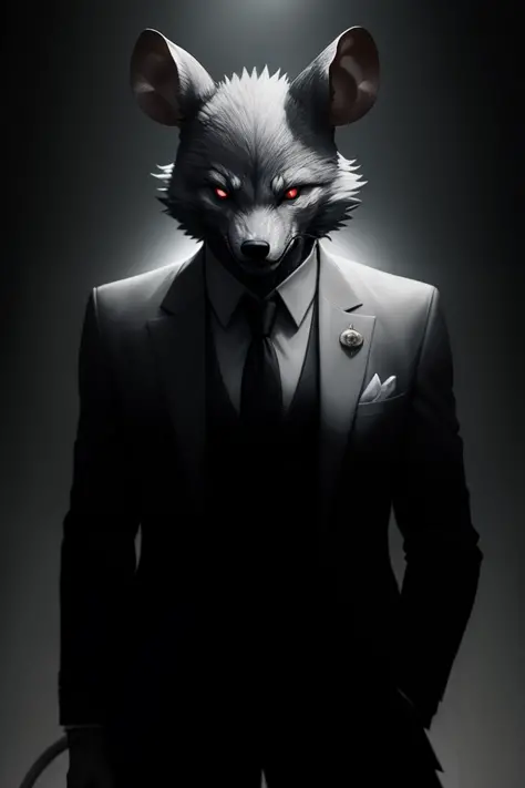 mouse lycanthrope wearing a suit, broad daylight, soft lighting