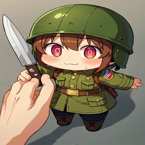 anime character holding a knife and a hand with a knife in it