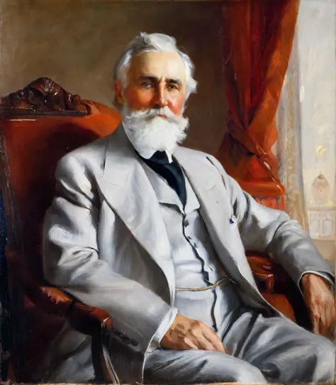 painting of a man with a white beard and a white mustache