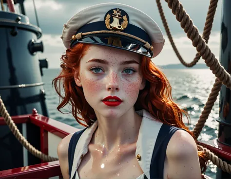 hyperrealistic photo of a beautiful Irish Girl, Late teens, with pale skin sprinkled with freckles, and fiery red hair that's us...