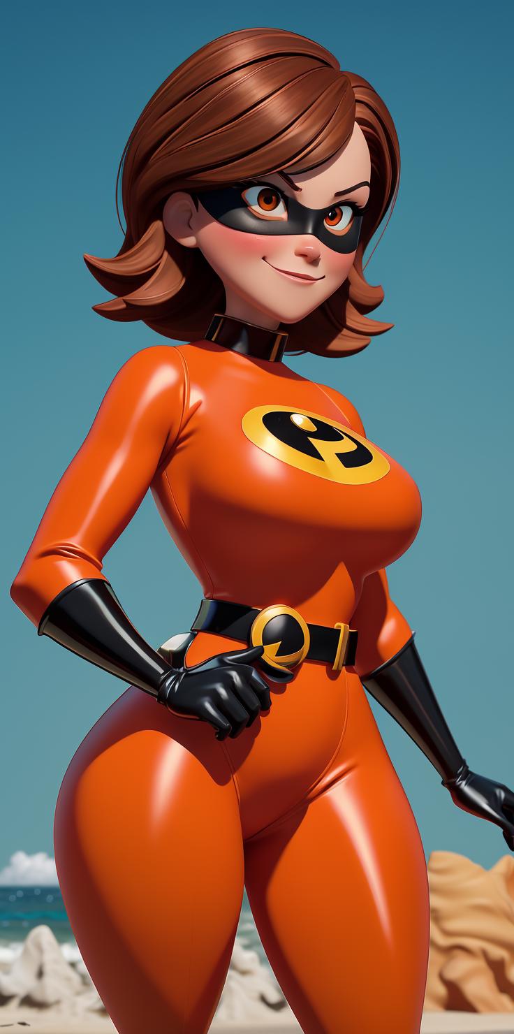 1girl)), ((2boys)), Captura a Helen Parr, also known as Elastigirl from -  SeaArt AI