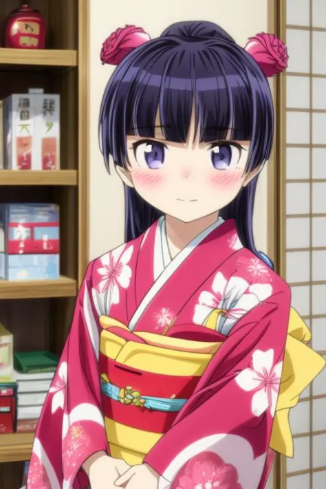 ultra-detailed,masterpiece,best quality,1girl,blush,shrine,jyojifuku,red furisode,kimono, hair ornament, long sleeves,gokou ruri, black longhair<lora:furisode v1.0:0.7> <lora:Oreimo_gokou ruri:0.7> <lora:add_detail:1.4>