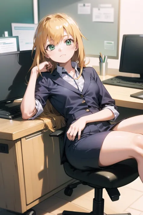 <lora:excel-000023:1> excel, office lady,
1girl, solo, office, lazy, =_=, leaning back