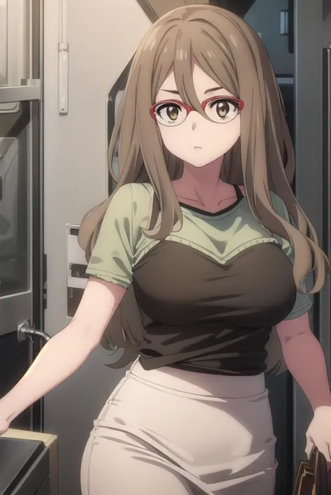 mizukinakahara, <lyco:mizukinakaharas1-lyco-nochekaiser:1>, 
mizuki nakahara, long hair, brown hair, (brown eyes:1.5), glasses, red-framed eyewear,
BREAK shirt, green shirt, camisole, black camisole, skirt, white skirt, short sleeves, pantyhose, pencil skirt,
BREAK outdoors, city,
BREAK looking at viewer, (cowboy shot:1.5),
BREAK <lyco:GoodHands-beta2:1>, (masterpiece:1.2), best quality, high resolution, unity 8k wallpaper, (illustration:0.8), (beautiful detailed eyes:1.6), extremely detailed face, perfect lighting, extremely detailed CG, (perfect hands, perfect anatomy),