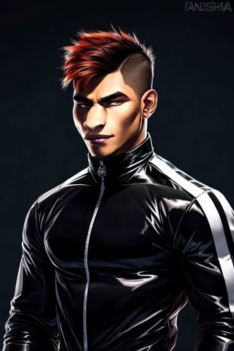 1man,Face of Pinoy, fade  hairstyles, leather latex , 8K UHD,  Handsome face,ChavAlpha