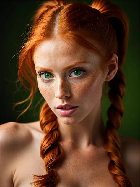 a close up of a woman with red hair and freckles