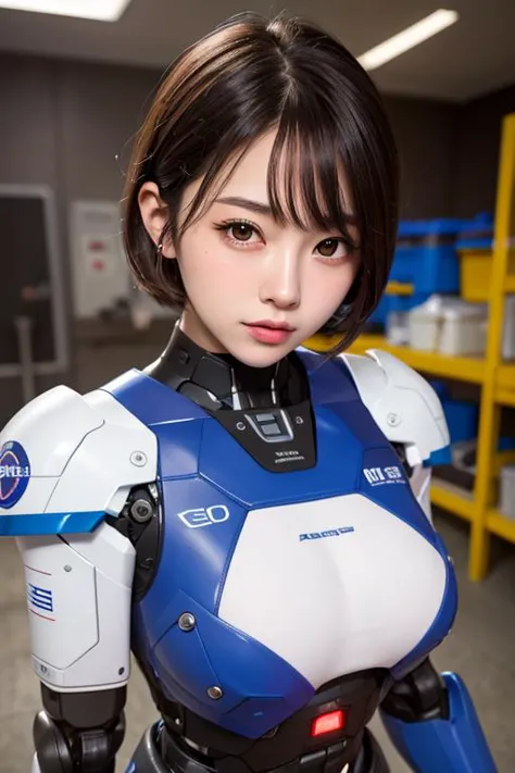 <lora:gundamChilloutMix_v1:0.8>, (wearing robot armor), (white, red and blue armor), <lora:cuteKoreanGirlLora_cuteKoreanGirlLora...