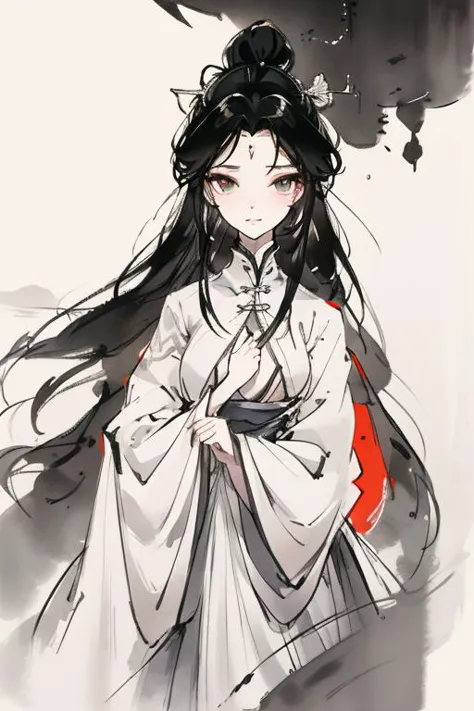 <lora:luxueqi:1>,luxueqi,1girl,solo,long hair,black hair,hair ornament,white background,chinese clothes,jewelry,hair bun,earrings,simple background,forehead mark,dress,hair stick,closed mouth,facial mark,single hair bun,long sleeves,
<lora:Freehand_Brushwork:0.6>,<lora:animeLineartMangaLike_v20Offset:0.2>,lineart,(very long hair:1.3),
portrait,dynamic_angle,front view,kittew,cuteg,flat chest,small_breasts,looking_at_viewer,holding_stuffed_animal,holding_animal,, best quality , masterpiece, illustration, an extremely delicate and beautiful, extremely detailed ,CG,unity,8k wallpaper, Amazing, finely detail, masterpiece, best quality,official art,extremely detailed CG unity 8k wallpaper,absurdres, incredibly absurdres, huge filesize , ultra-detailed, highres, extremely detailed,beautiful detailed girl, extremely detailed eyes and face, beautiful detailed eyes,light on face,