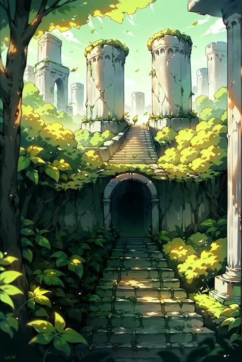 a picture taken from a video game of a castle with a stone pathway