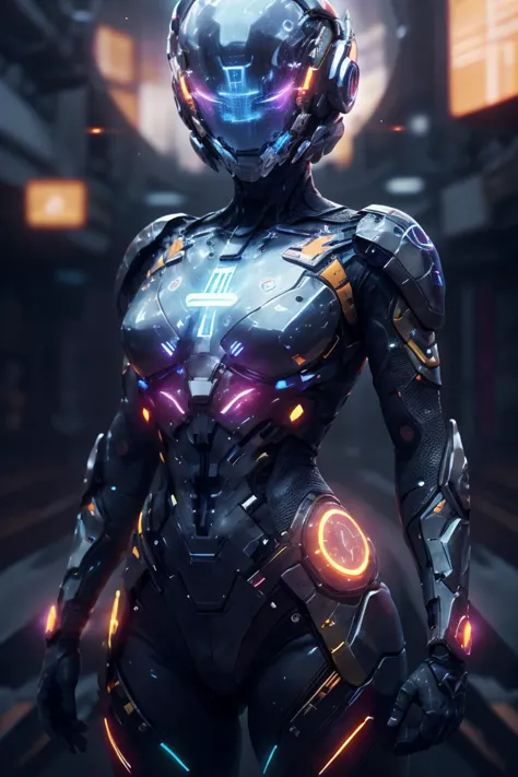 adstech,scifi,colorful symbols,hologram,1girl,cowboy shot,short hair,disturbing,<lora:AdsTech-20:0.8>,<lora:Cyberhelmet:0.7>,