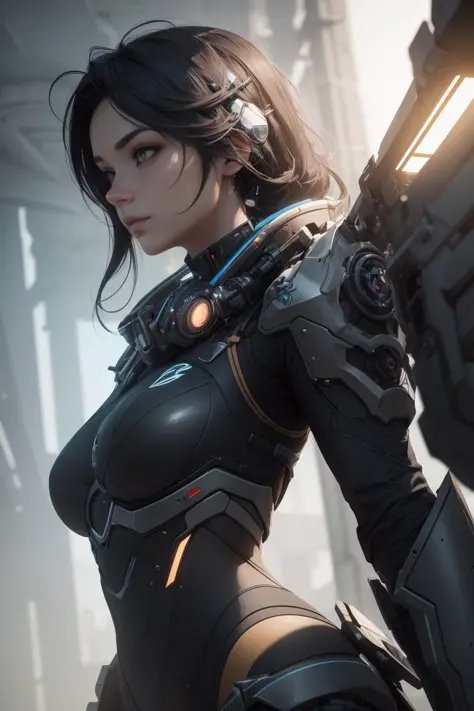 ((Best quality)), ((masterpiece)), (detailed:1.4), 3D, an image of a beautiful cyberpunk female with all black armour,HDR (High ...