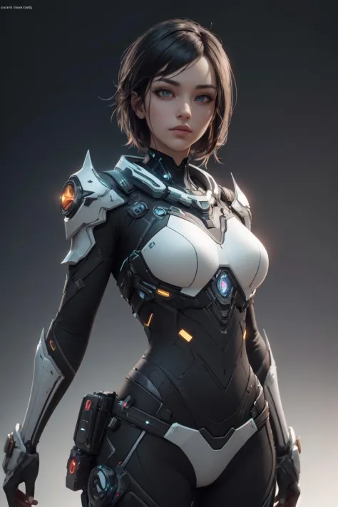 ((Best quality)), ((masterpiece)), (detailed:1.4), 3D, an image of a beautiful cyberpunk female with all black armour,HDR (High ...