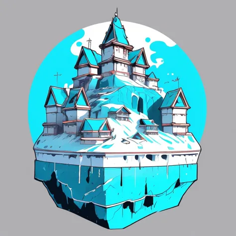 (turquoise color palette theme), an advanced city located underneath the antarctic ice, safe from global warming <lora:tshirt_de...