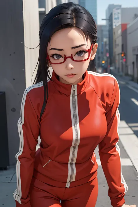 (masterpiece, best quality), 1girl,  <lora:sato:1> sato, sato, glasses, red-framed eyewear, under-rim eyewear, sato, glasses, re...