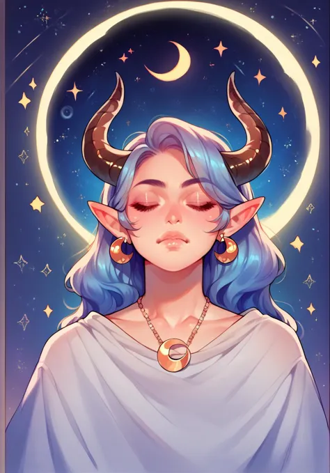 score_9,score_8_up,score_7_up,score_6_up,score_5_up,score_4_up 1girl,solo,long hair,jewelry,closed eyes,earrings,horns,pointy ears,artist name,star (symbol),sparkle,glowing,moon,crescent,star (sky),crescent moon,<lora:IlyaKuvshinovXL:0.8>,<lora:Lunas-Popogori-SDXL-A1:0.8>,<lora:Lunas-OthalaM-SDXL-A1:0.8>,