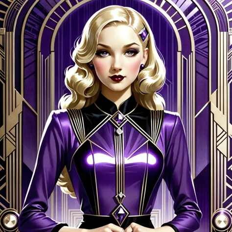 masterpiece,high resolution,
 ,<lora:art_deco-v4-xl-8:0.8>,
,art deco,artdeco_v4,
poster,1girl,long blonde hair,purple clothes