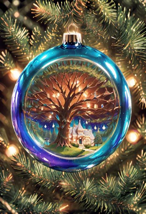 <lora:BubbleXL:1> A tree inside a christmas ornament