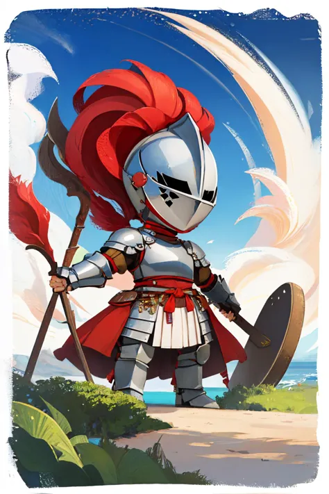 a cartoon character of a knight with a sword and shield