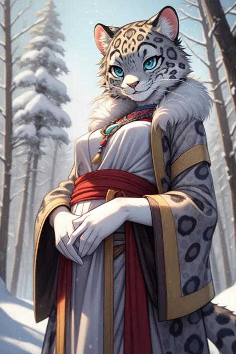 leopardo da neve, antropo, pelagemry, fêmea, feminino, pelagem, detailed pelagem
masterpiece, melhor qualidade, arte digital, (realista:0.3), Desenho animado, linhas detalhadas, Alta resolução, Visualmente deslumbrante
(Iluminação detalhada, profundidade de campo:0.9), cor detalhada, cores vivas mãos perfeitas, mãos detalhadas
(lindo, bonitinho, fofinho:1.2), Corpo detalhado, Seios perfeitos, 1 garota, Sozinho, sorrir vagina ao ar livre, Natureza, acessórios tribais, roupas tribais