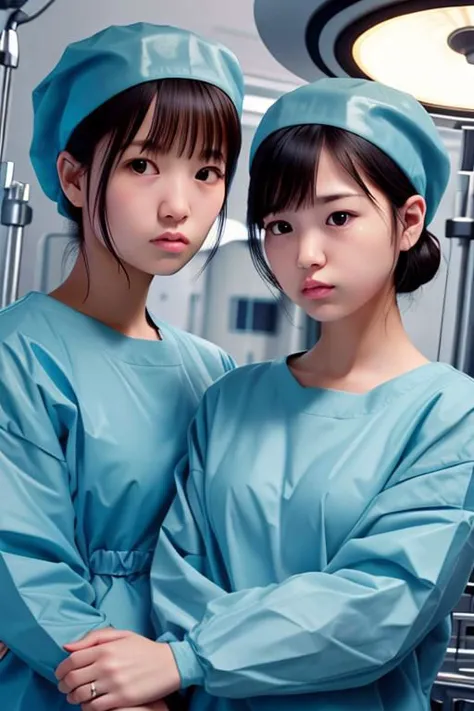 two asian women in scrub suits standing next to each other