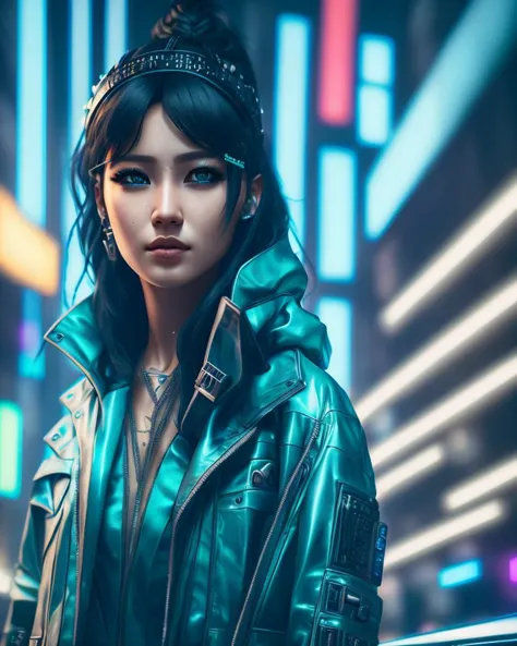 extremely detailed portrait of cyberpunk random character, extremely detailed cyberpunk street hyperrealistic background , 8k, h...