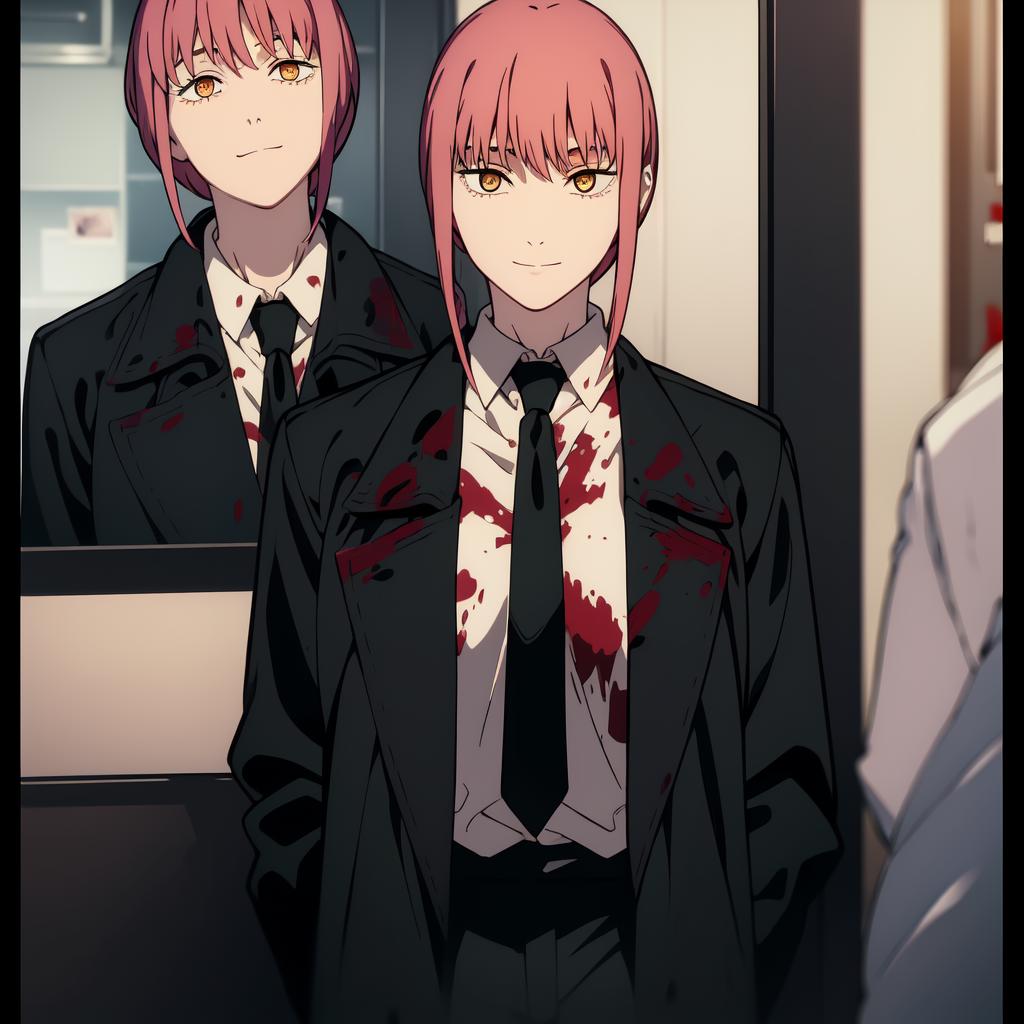 Anime image of two girls with pink hair and black suits - SeaArt AI