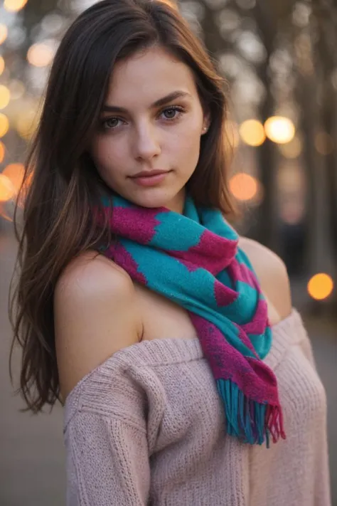 wearing colorful scarf