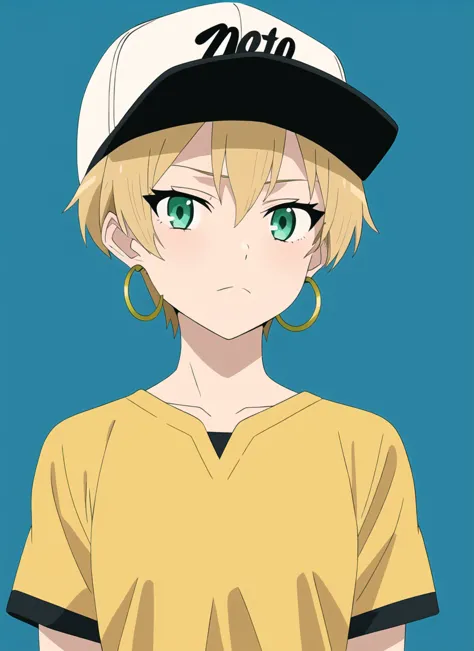 mushoku tensei style, anime coloring, parody, masterpiece, best quality, 1girl, aqua eyes, baseball cap, blonde hair, closed mou...