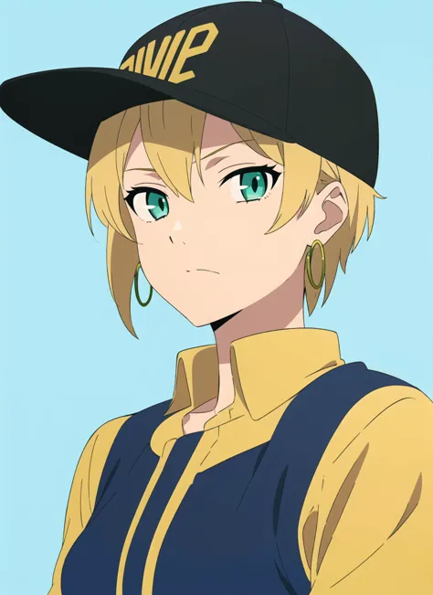 mushoku tensei style, anime coloring, parody, masterpiece, best quality, 1girl, aqua eyes, baseball cap, blonde hair, closed mou...