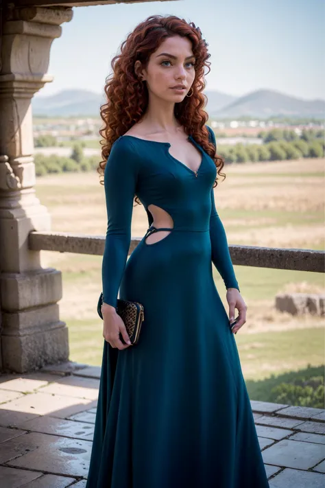 Foto von Merida, eine schöne Frau, (schlank:1.2), Fit, Perfekte Haut, detailliertes Haar, Detailliertes Gesicht, wunderschöne Augen,
((pelvic curtain cutout Kleid)),
(unscharfer Hintergrund der schottischen Landschaft, szenisch), (stehende sexy pose), (Ansicht von vorne),
erotisch, elegant, Sinnlich, verführerisch, (Meisterwerk, beste Qualität), (fotorealistisch:1.4), Ganzkörper, perfekte Ausleuchtung, (bester Schatten),
(Merida Waifu, Kleid), 