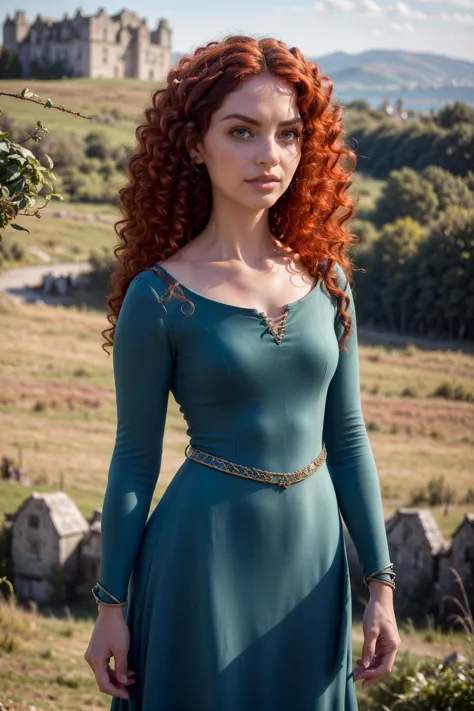 Foto von Merida, eine schöne Frau, (schlank:1.2), Fit, Perfekte Haut, detailliertes Haar, Detailliertes Gesicht, wunderschöne Augen,
((Kleid)),
(unscharfer Hintergrund der schottischen Landschaft, szenisch), (stehende sexy pose), (Ansicht von vorne),
erotisch, elegant, Sinnlich, verführerisch, (Meisterwerk, beste Qualität), (fotorealistisch:1.4), Ganzkörper, perfekte Ausleuchtung, (bester Schatten),
(Merida Waifu, Kleid), 