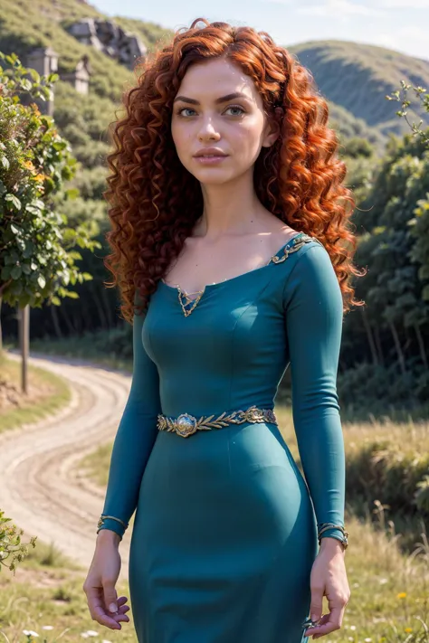 Foto von Merida, eine schöne Frau, (schlank:1.2), Fit, Perfekte Haut, detailliertes Haar, Detailliertes Gesicht, wunderschöne Augen,
((cutout micro Kleid)),
(unscharfer Hintergrund der schottischen Landschaft, szenisch), (stehende sexy pose), (Ansicht von vorne),
erotisch, elegant, Sinnlich, verführerisch, (Meisterwerk, beste Qualität), (fotorealistisch:1.4), Ganzkörper, perfekte Ausleuchtung, (bester Schatten),
(Merida Waifu, Kleid), 